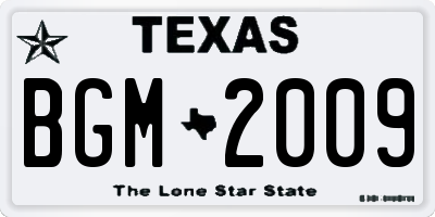 TX license plate BGM2009