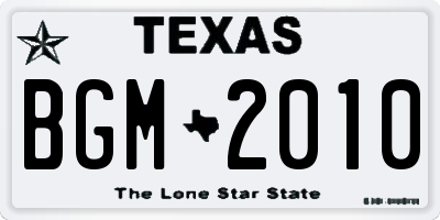 TX license plate BGM2010