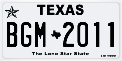 TX license plate BGM2011