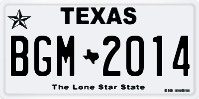 TX license plate BGM2014