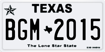 TX license plate BGM2015