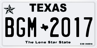 TX license plate BGM2017