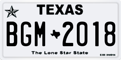 TX license plate BGM2018