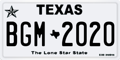 TX license plate BGM2020