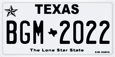 TX license plate BGM2022