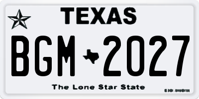 TX license plate BGM2027