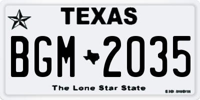 TX license plate BGM2035