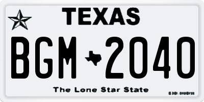 TX license plate BGM2040
