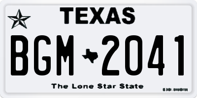 TX license plate BGM2041