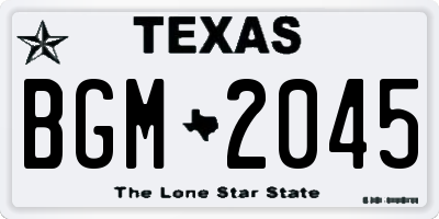 TX license plate BGM2045