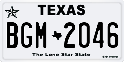 TX license plate BGM2046