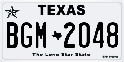 TX license plate BGM2048