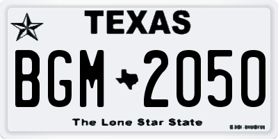 TX license plate BGM2050