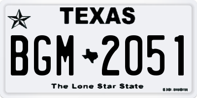 TX license plate BGM2051