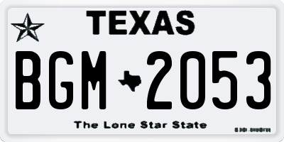 TX license plate BGM2053
