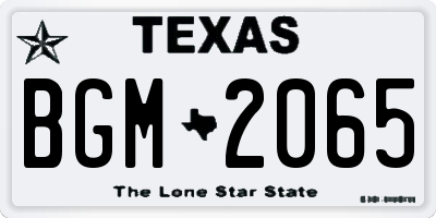 TX license plate BGM2065