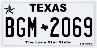 TX license plate BGM2069
