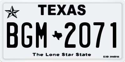 TX license plate BGM2071