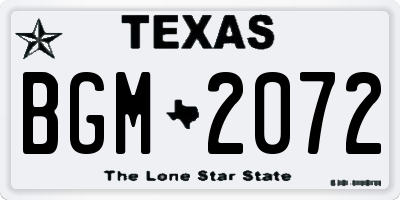 TX license plate BGM2072