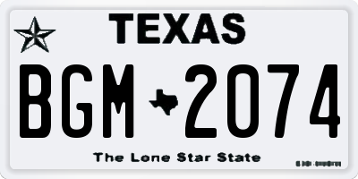 TX license plate BGM2074