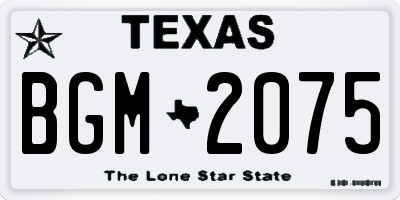 TX license plate BGM2075