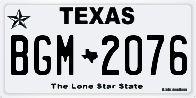 TX license plate BGM2076