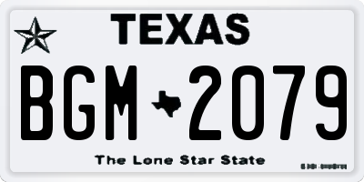 TX license plate BGM2079