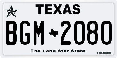 TX license plate BGM2080