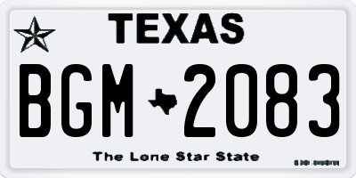 TX license plate BGM2083