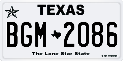 TX license plate BGM2086