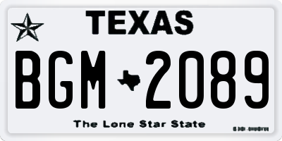 TX license plate BGM2089