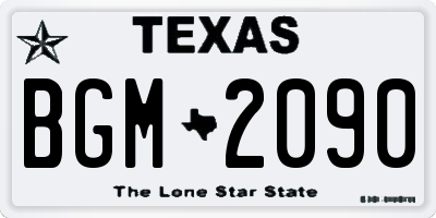 TX license plate BGM2090