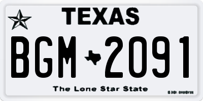 TX license plate BGM2091