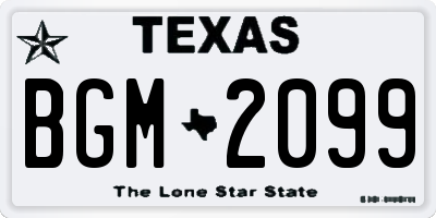 TX license plate BGM2099