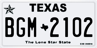 TX license plate BGM2102