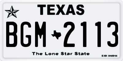 TX license plate BGM2113