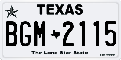 TX license plate BGM2115