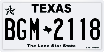 TX license plate BGM2118