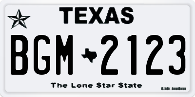 TX license plate BGM2123