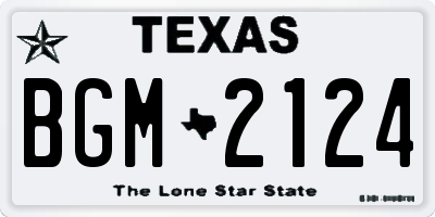 TX license plate BGM2124