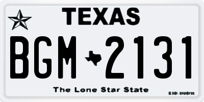 TX license plate BGM2131