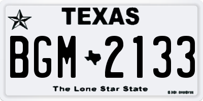 TX license plate BGM2133
