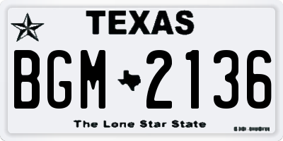 TX license plate BGM2136