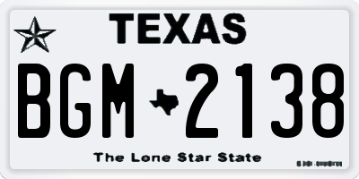 TX license plate BGM2138