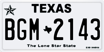 TX license plate BGM2143