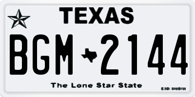 TX license plate BGM2144