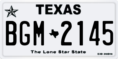 TX license plate BGM2145