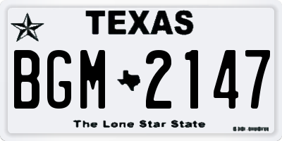 TX license plate BGM2147