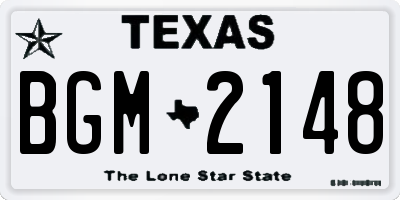 TX license plate BGM2148