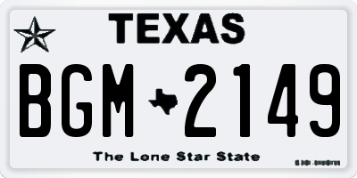 TX license plate BGM2149